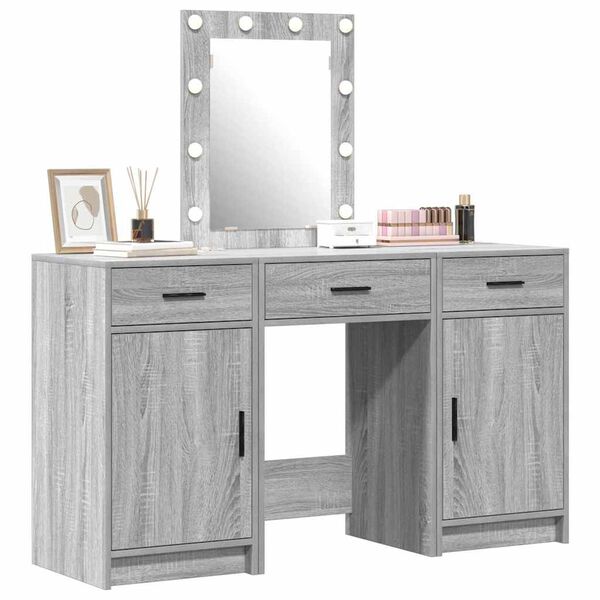 vidaXL Schminktisch mit Schubladen Grau 50 x 41 x 135 cm Holzwerkstoff