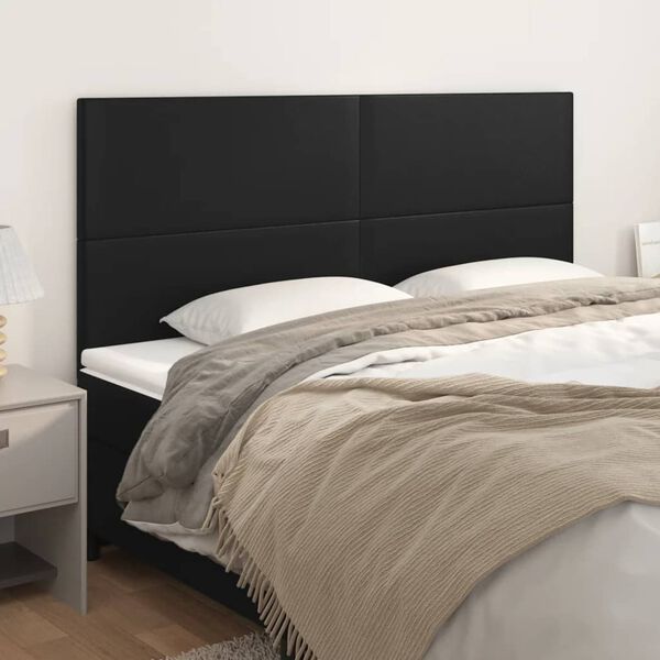 vidaXL Kopfteil Schwarz 200x5x118/128 cm Kunstleder