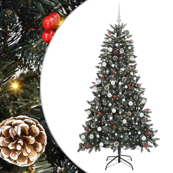 vidaXL K&uuml;nstlicher Weihnachtsbaum Gr&uuml;n 180 cm PVC, Plastik und Stahl