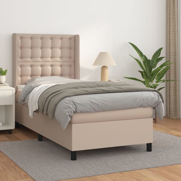 vidaXL Boxspringbett Matratze Cappuccino-Braun 100x200cm Kunstleder