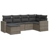 vidaXL 6-tlg. Garten-Sofagarnitur mit Kissen Grau Poly Rattan