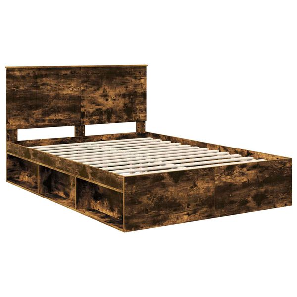 vidaXL Bettrahmen Ger&auml;ucherte Eiche 140 x 200 cm Massives Kiefernholz