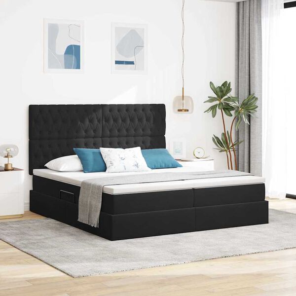 vidaXL Aufbewahrungsbett mit Matratze Schwarz 200 x 200 cm Samt