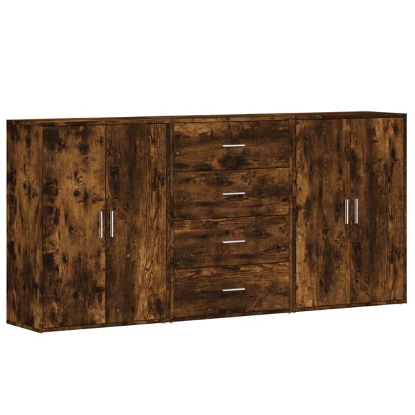 vidaXL Sideboards 3 Stk. R&auml;uchereiche 60x31x84 cm Holzwerkstoff