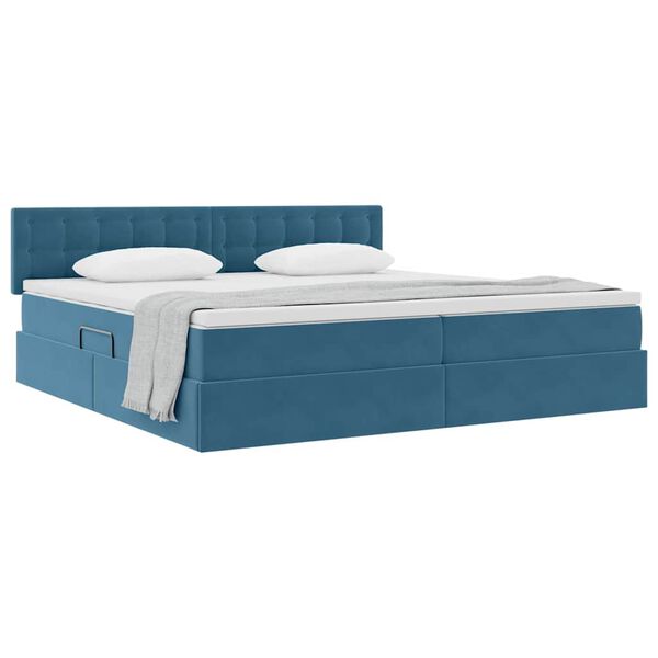 vidaXL Aufbewahrungsbett mit Matratze Dunkelblau 200 x 200 cm Samt