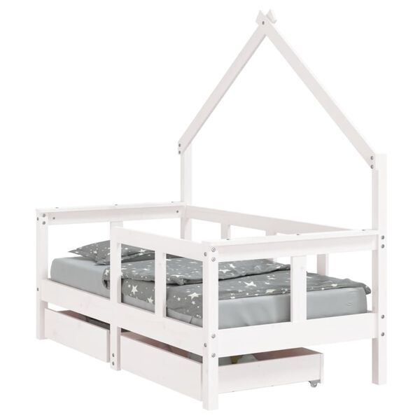 vidaXL Kinderbett mit Schubladen Wei&szlig; 70x140 cm Massivholz Kiefer