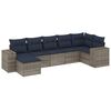 vidaXL 7-teiliges Gartensofa-Set mit Kissen, grau, Polyrattan