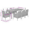 vidaXL 9-tlg. Garten-Essgruppe mit Kissen Schwarz Poly Rattan