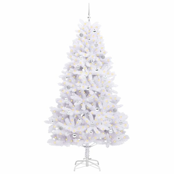 vidaXL K&uuml;nstlicher klappbarer Weihnachtsbaum Wei&szlig; 240 cm PVC und Stahl