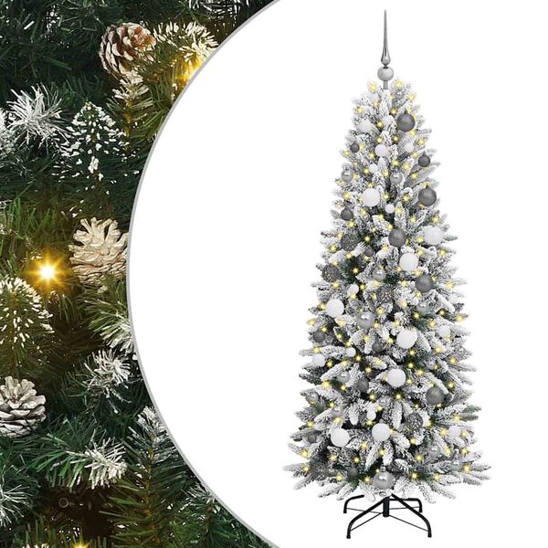 vidaXL K&uuml;nstlicher Weihnachtsbaum mit 300 LEDs mit St&auml;nder Wei&szlig; 180 cm