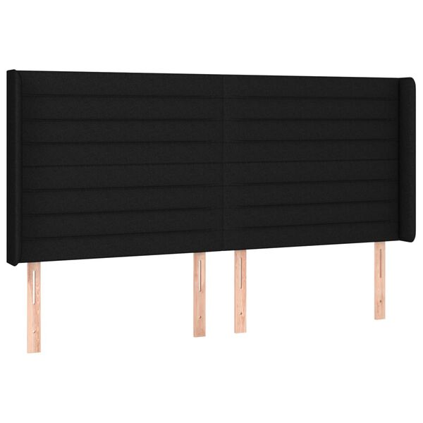 vidaXL LED Kopfteil Schwarz 203x16x118/128 cm Stoff