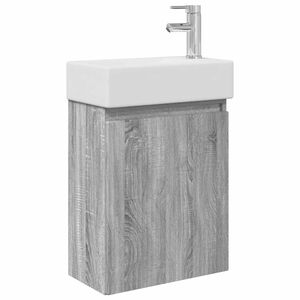 vidaXL Badezimmer Waschtischunterschrank mit Wasserhahn Grau Sonoma