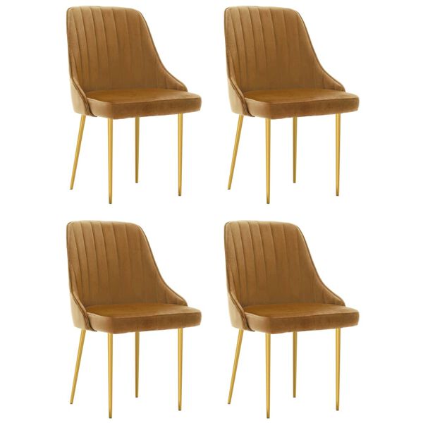 vidaXL Esszimmerst&uuml;hle 4 Stk. Braun Samt