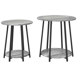 vidaXL Beistelltisch-Set 2 stk. Grau Sonoma und Schwarz