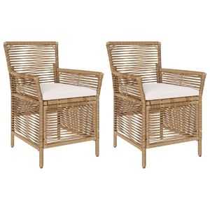 vidaXL Gartenstuhl mit Kissen 2 pcs Beige und Creme Poly-Rattan