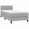 vidaXL Boxspringbett mit Matratze & LED Hellgrau 90x190 cm Stoff