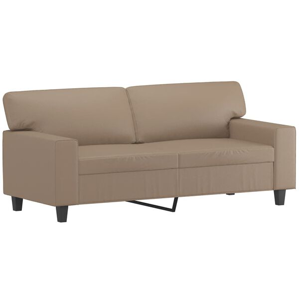 vidaXL 2-tlg. Sofagarnitur mit Kissen Cappuccino-Braun Kunstleder