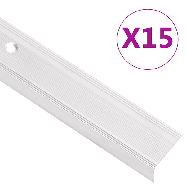 vidaXL Treppenkantenprofile in L-Form 15 Stk. Aluminium 90 cm Silbern