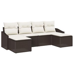 vidaXL Garten Essgruppe mit Kissen mit Speicher 6 pcs Braun und Creme