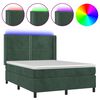 vidaXL Boxspringbett mit Matratze & LED Dunkelgr&uuml;n 140x200 cm Samt