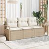 vidaXL Sofa Set mit Kissen 3 pcs Beige Poly Rattan