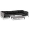 vidaXL 7-tlg. Garten-Lounge-Set mit Kissen Poly Rattan Dunkelgrau