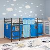 vidaXL Kinder Loft Bettgestell mit Vorh&auml;ngen Schwarz und Blau