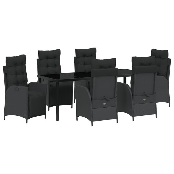 vidaXL Garten Essgruppe mit Kissen 7 pcs Schwarz Poly-Rattan