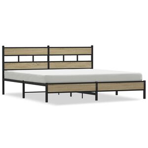 vidaXL Metallbett ohne Matratze Sonoma-Eiche 180x200 cm