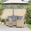 vidaXL Gartensofa in L-Form mit Tisch und Kissen Beige Poly Rattan