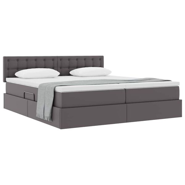 vidaXL Aufbewahrungsbett mit Matratze Grau 200 x 200 cm Kunstleder