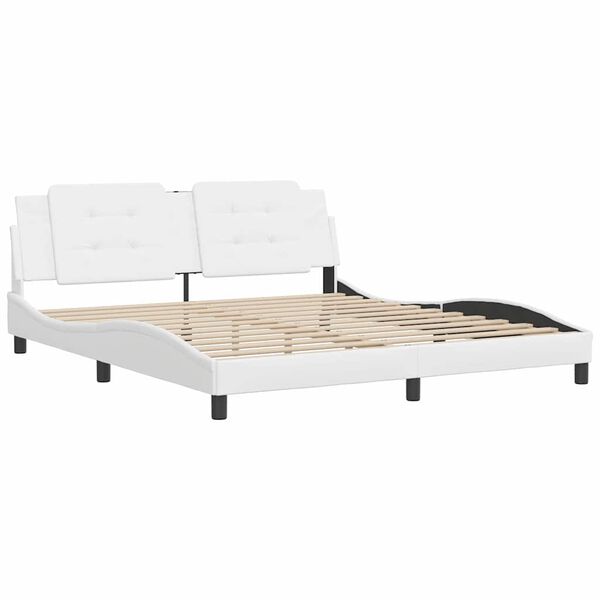 vidaXL Bettgestell ohne Matratze "Zadar" Wei&szlig; 180x200 cm Kunstleder
