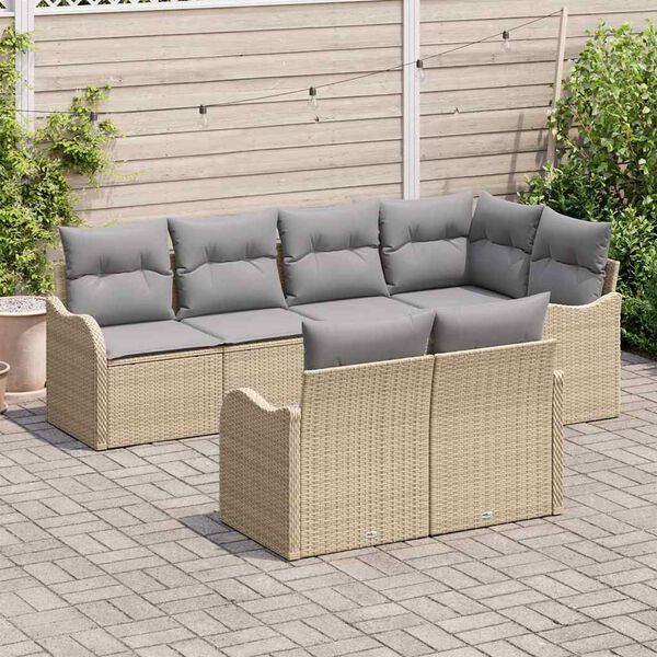 vidaXL Gartensofa-set Beige Poly-Rattan