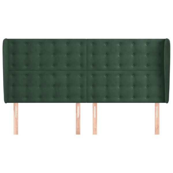 vidaXL Kopfteil mit Ohren Dunkelgr&uuml;n 163x23x118/128 cm Samt