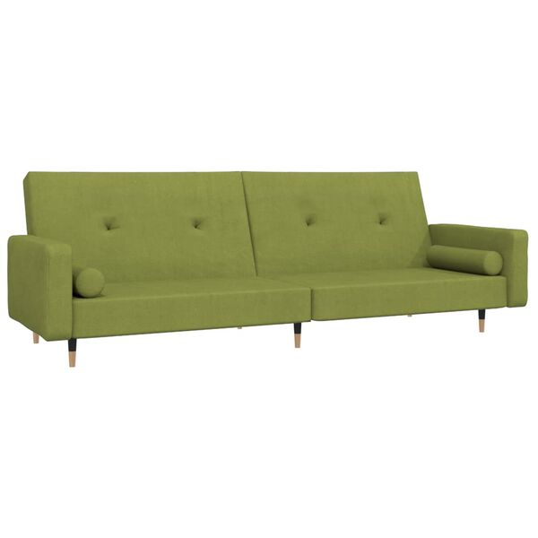 vidaXL Schlafsofa 2-Sitzer mit 2 Kissen Hellgr&uuml;n Samt