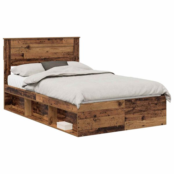 vidaXL Bettrahmen Altholz 135 x 190 cm Massives Kiefernholz