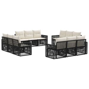 vidaXL Gartensofa-set 12 stk. Schwarz und Cremewei&szlig; Poly-Rattan