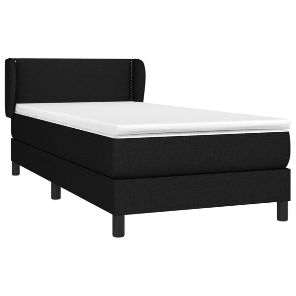 vidaXL Boxspringbett mit Matratze Schwarz 90x200 cm Stoff