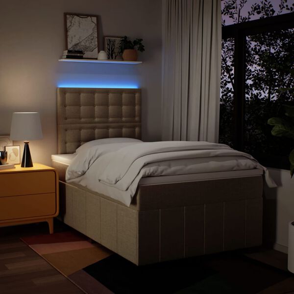 vidaXL Boxspringbett mit Matratze Creme 120x190 cm Stoff