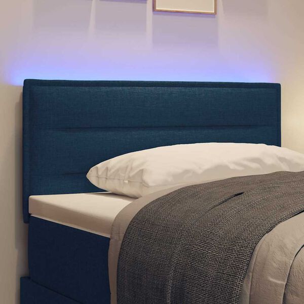 vidaXL LED Kopfteil mit LED-Lichtleisten Blau 90 cm Polyester