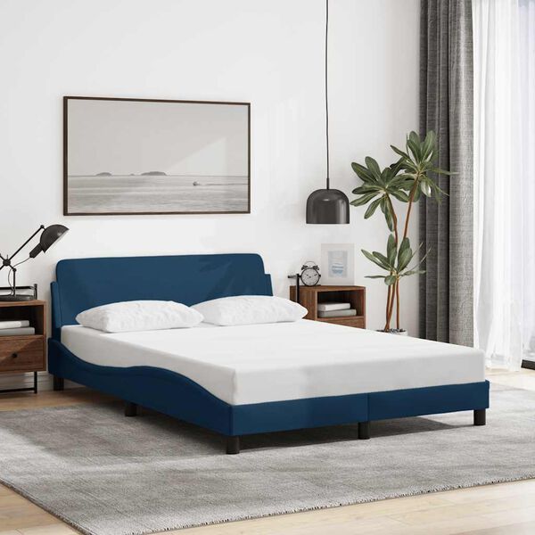 vidaXL Bettgestell mit Kopfteil "Dover" Blau 140x190 cm Stoff