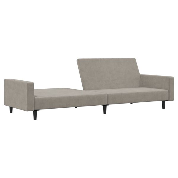 vidaXL Schlafsofa 2-Sitzer Hellgrau Samt