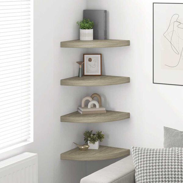 vidaXL Eck-Schweberegale 4 Stk. Eichen-Optik 35x35x3,8 cm MDF
