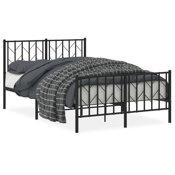 vidaXL Bettgestell mit Kopf- und Fu&szlig;teil Metall Schwarz 120x190 cm
