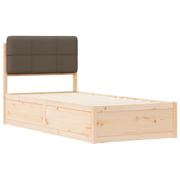 vidaXL Bettgestell mit gepolstertem Kopfteil Taupe 90 x 190 cm