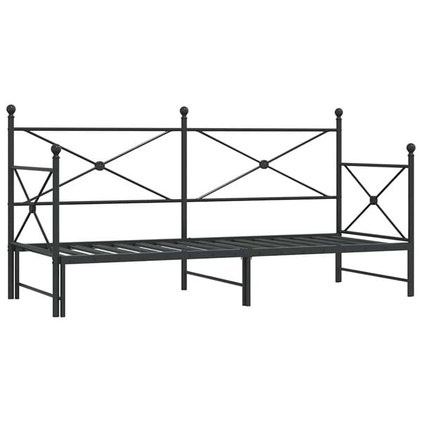 vidaXL Tagesbett Ausziehbar ohne Matratze Schwarz 90x200 cm Stahl