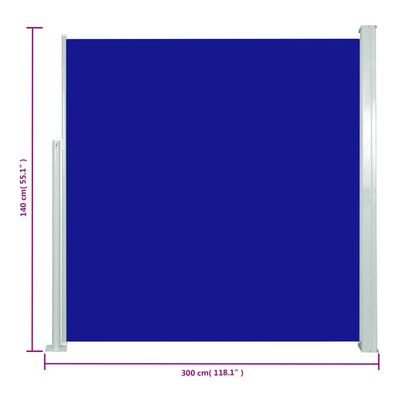vidaXL Seitenmarkise Ausziehbar 140x300 cm Blau