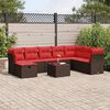 vidaXL 9-tlg. Garten-Sofagarnitur mit Kissen Braun Poly Rattan