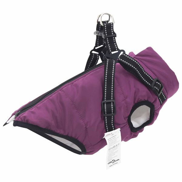 vidaXL Hundemantel mit Geschirr Lila L28 Fleece und Polyester