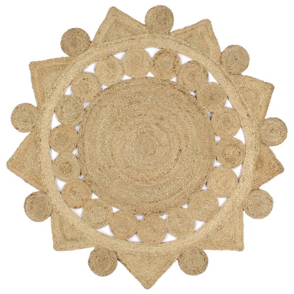 vidaXL Teppich Handgefertigt Jute Geflochten 120 cm